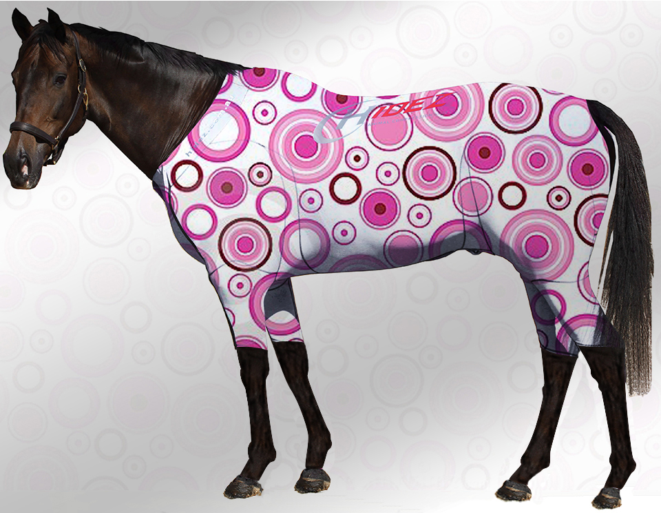 EQUINE ACTIVE  SUIT PRINTED CIRCLES WHITE- PINK