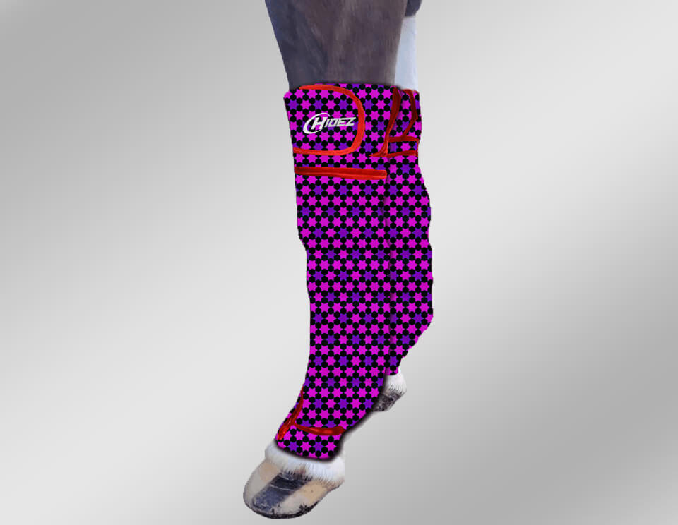 EQUINE ICE COMPRESSION SOCK PRINTED STARS BLACK PURPLE PINK