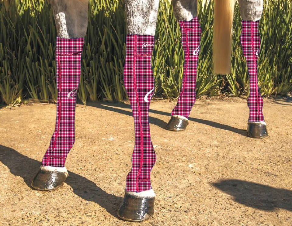 EQUINE COMPRESSION SOCK PRINTED TARTAN PINK