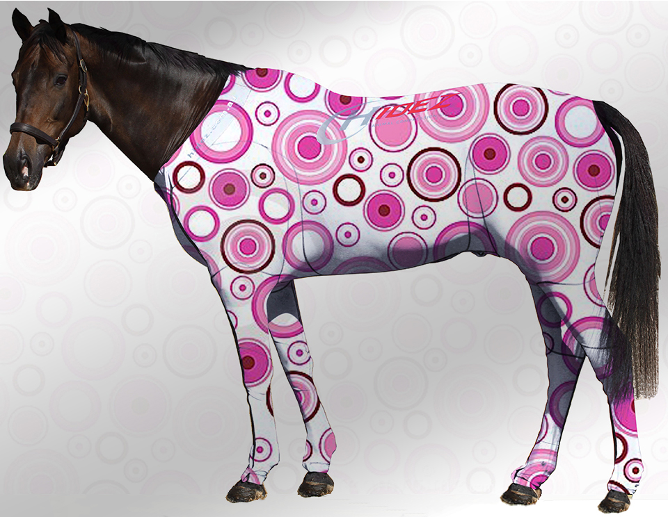 EQUINE SUIT PRINTED CIRCLES WHITE- PINK